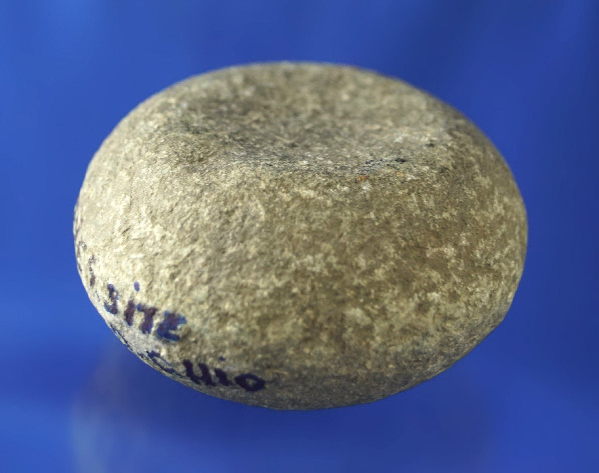 2 1/2" double cupped Discoidal found at the Reeves site, Lake Co.,  Ohio.