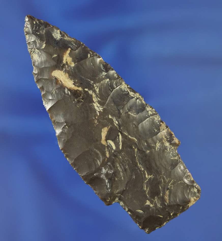 Rare Paleo!  3 1/2" Paleo Alberta that is nicely patinated and very well flaked - Nebraska. 2 COA's.