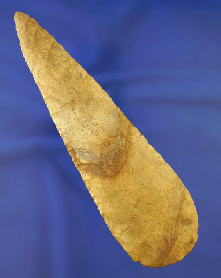 6 7/16" Cobbs Knife found in Obion Co.,  Tennessee - large and very nicely flaked. Rogers COA.