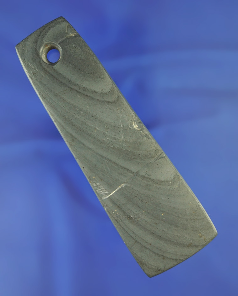 4 1/2" Trapeziodal Pendant made from banded slate found in Ohio.
