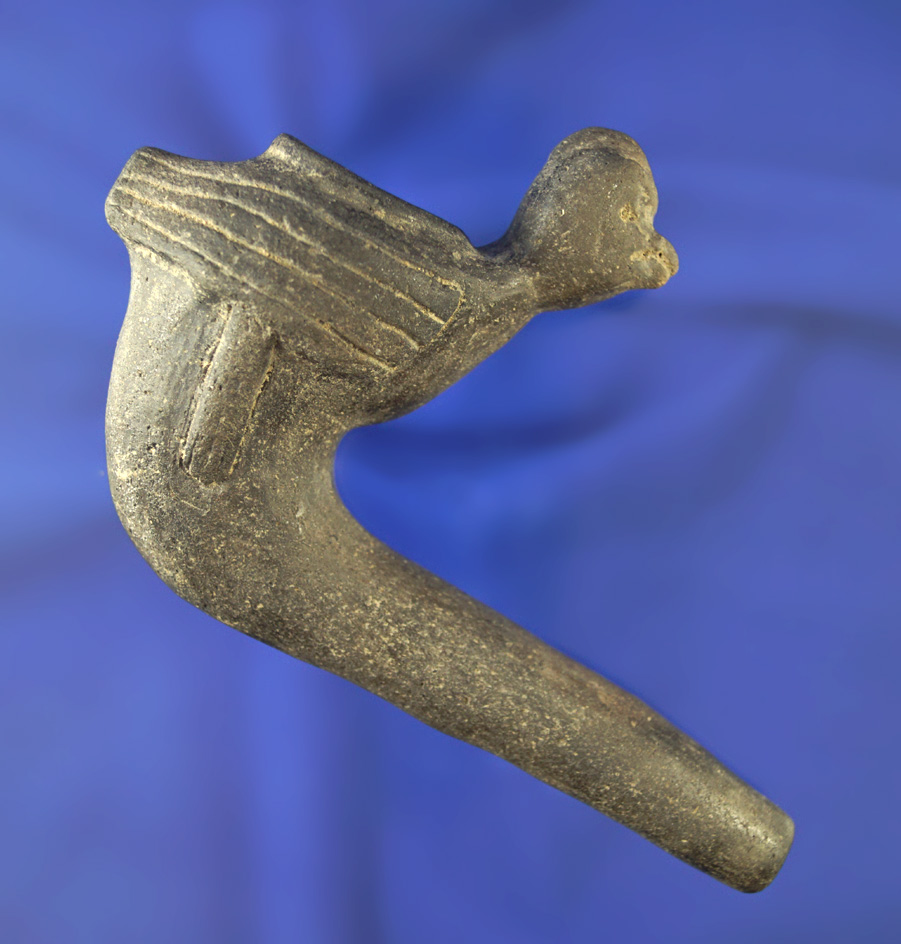 4 and 7/8" Duck Effigy clay pipe found in New York.