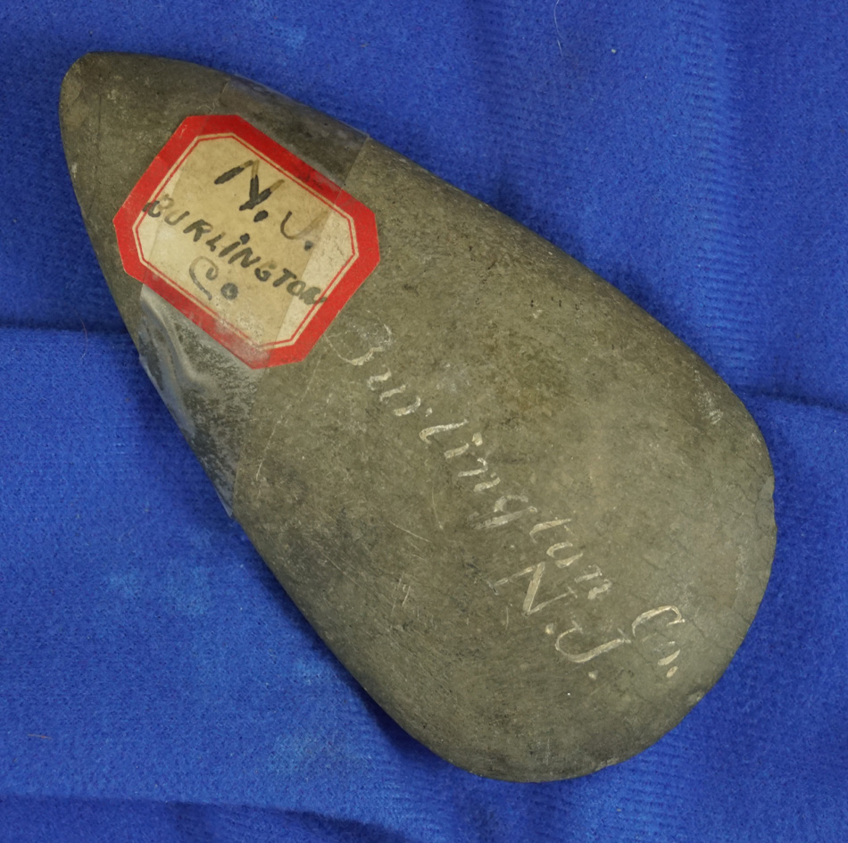 4 1/2" heavily polished Hardstone Adze - Burlington County New Jersey with beautiful old writing