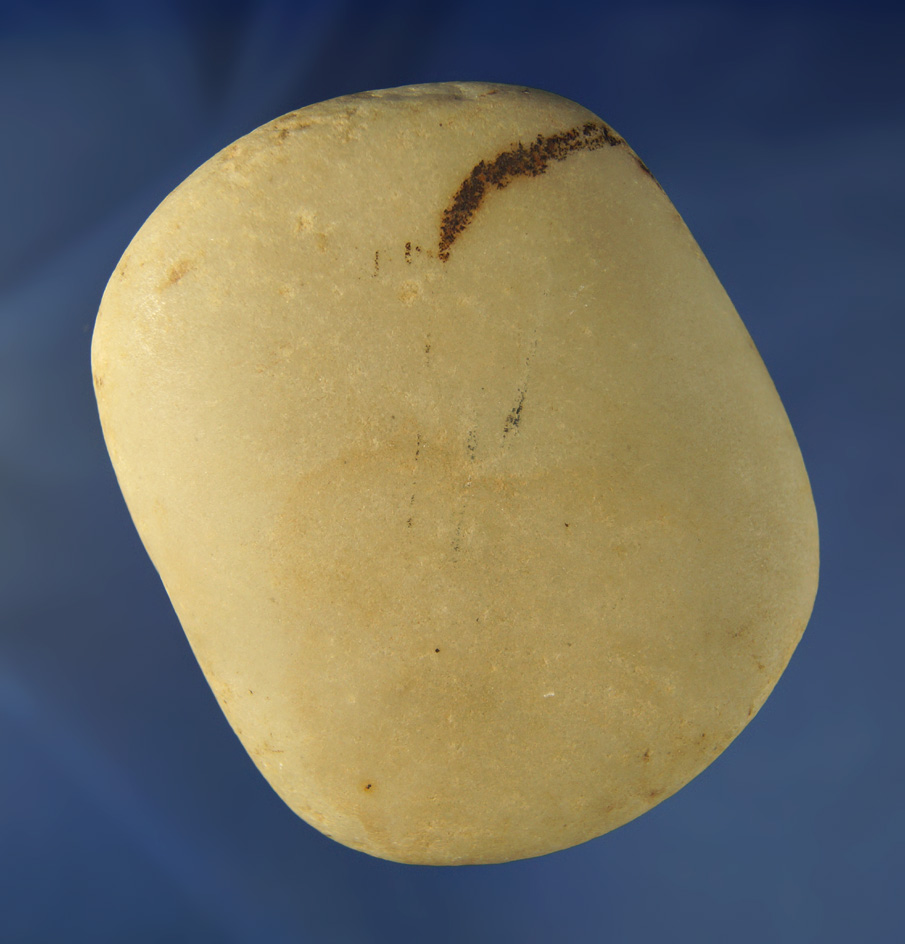 Pictured! Large and very nice 3 7/8" quartz Bannerstone preform found by B. Scheidigger Crib Mound,