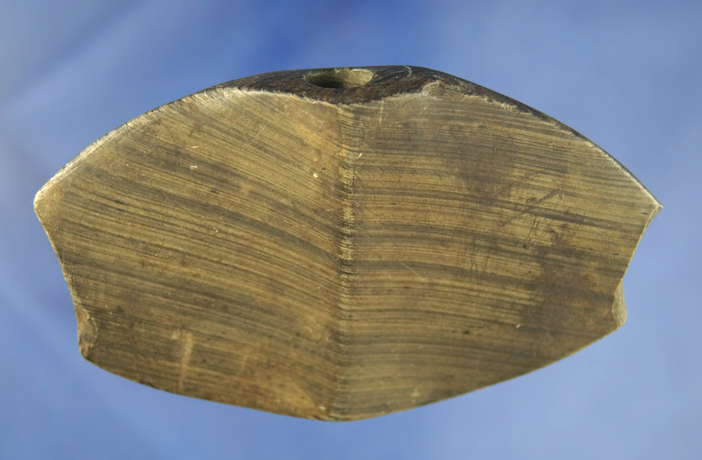 4 3/16" banded slate Butterfly Bannerstone found in Williams Co.,  Ohio.