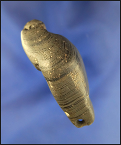 2 7/8" banded slate drilled loafstone/weight found in Williams County Ohio. Ex. Cameron Parks