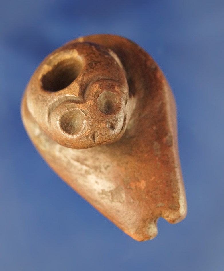 Ex. Townsend! Very unique 2 3/16" Hopewell culture Frog Effigy Platform Pipe  - in Clark Co.,  Ohio.