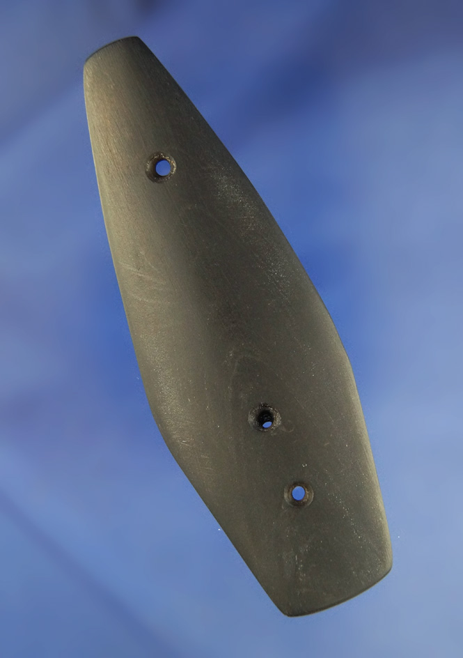 4 1/4"Cannel coal three hole Sandal Sole style Gorget that is nicely made with excellent polish - Oh