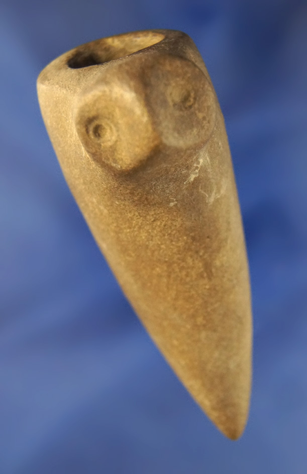 Well defined 3 1/8" Owl Effigy Vase Pipe found in  Ohio.  Ex. Converse 1998 sale.