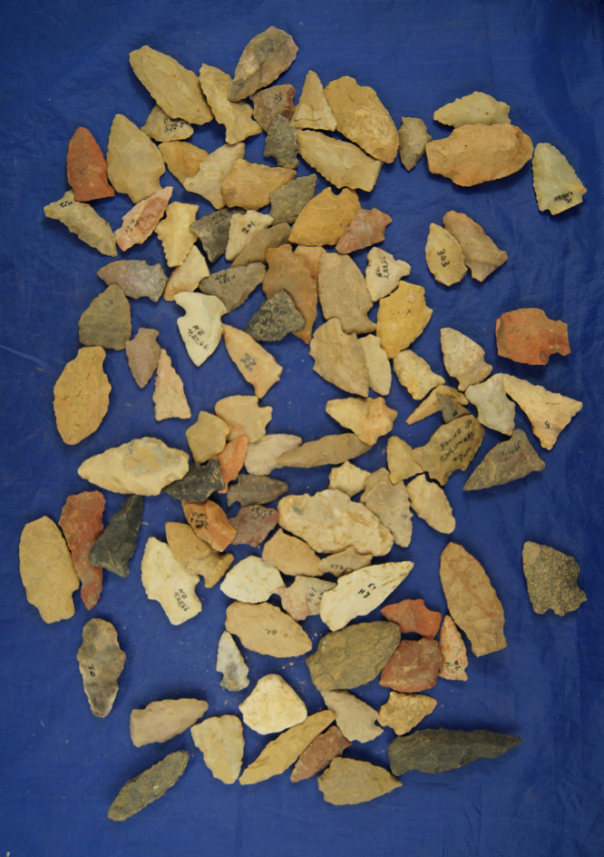 Group of 100 Assorted Arrowheads found in Greenup Co., Kentucky. Ex. Claxton.