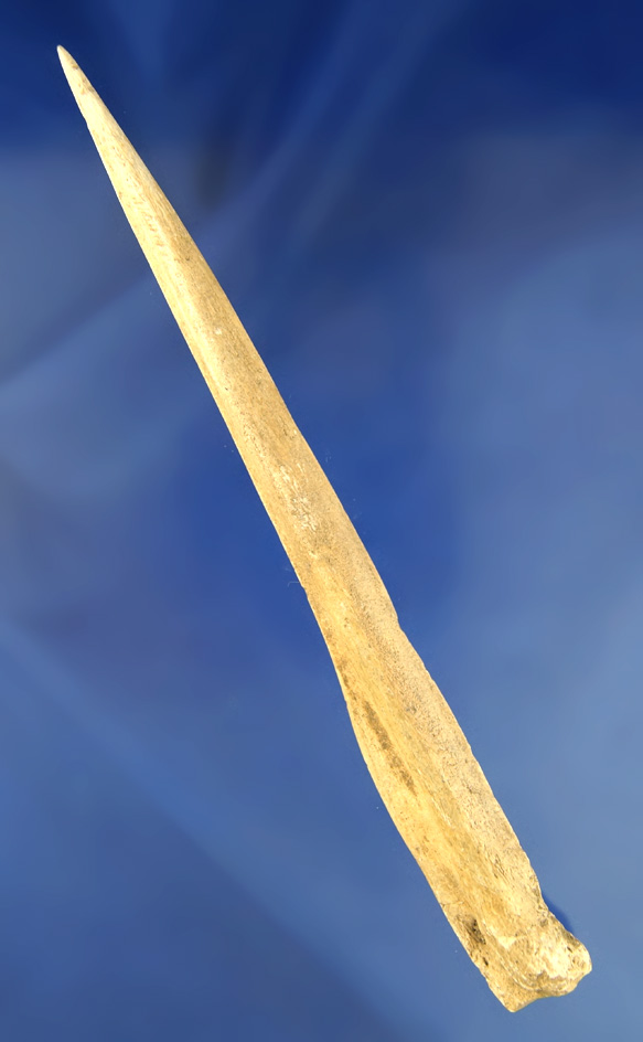 7 1/8" Bone Hairpin -Tennessee. Broken and glued tight near the end.. Pictured in Hothem's  book