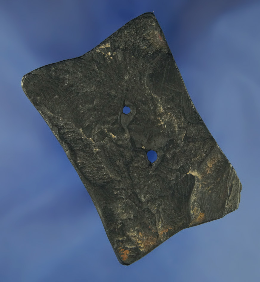 Rare style! 2 15/16" Cannel Coal Quadriconcave Gorget found in Kentucky.