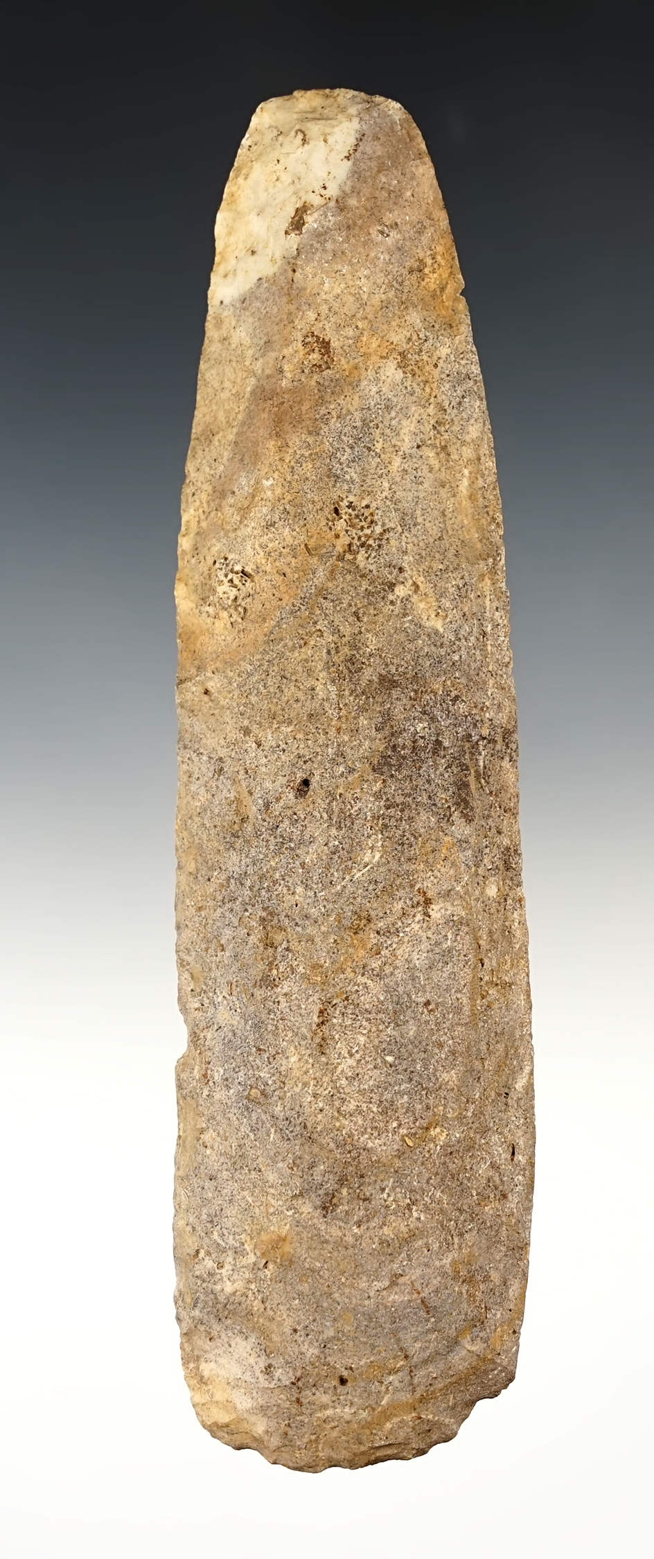 Well styled and nicely flaked 6 1/2" Flint Chisel found in Henry Co., Missouri in 1936. 