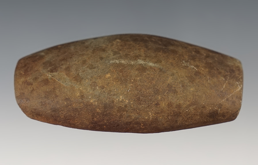 3 1/8" undrilled Expanded Center Gorget found in Brooke Co., West Virginia.