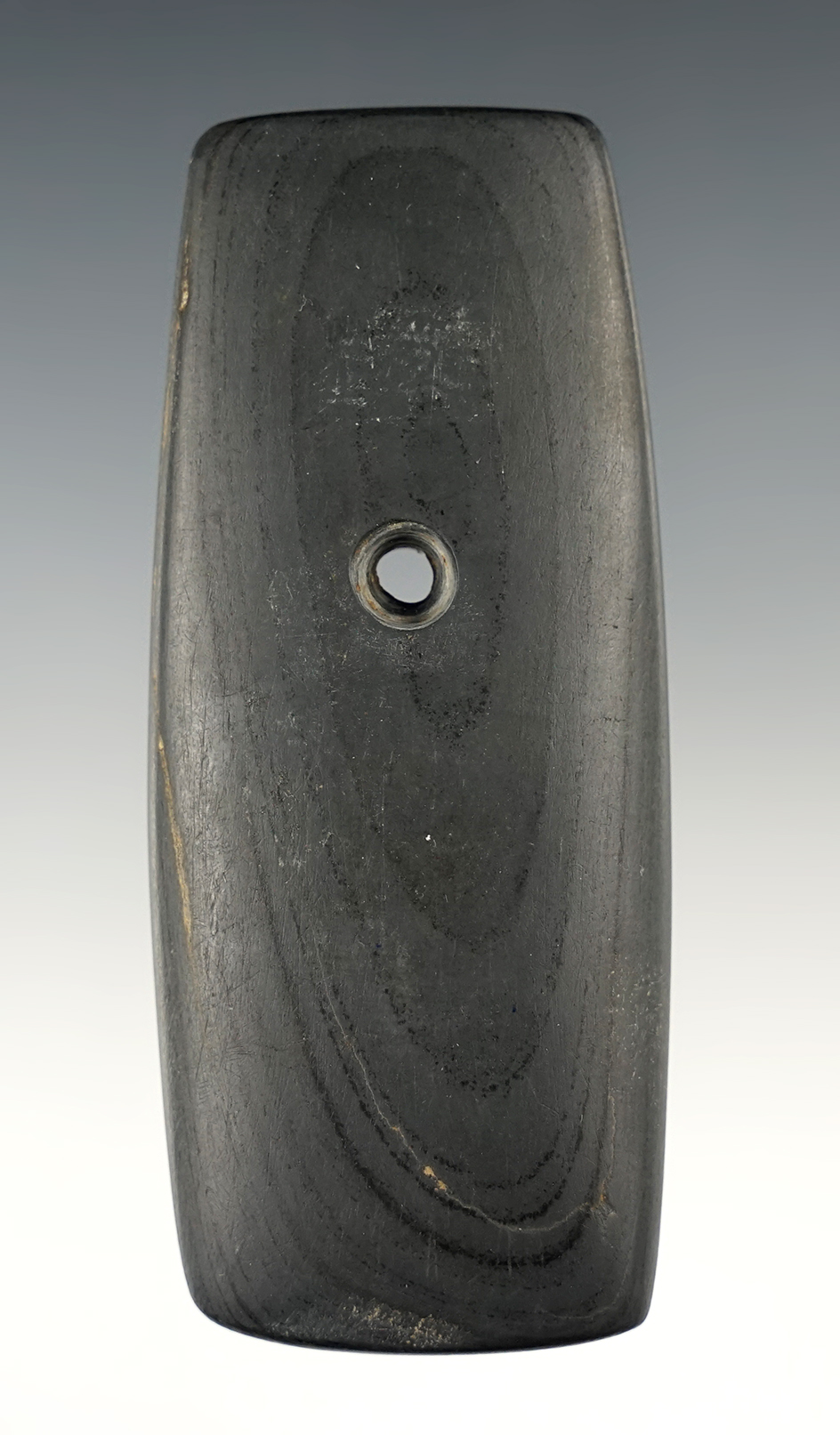 Perfect 3 7/8" Trapezoidal Pendant with multiple tally marks. Seneca Co., Ohio. Ex.  Elchert.