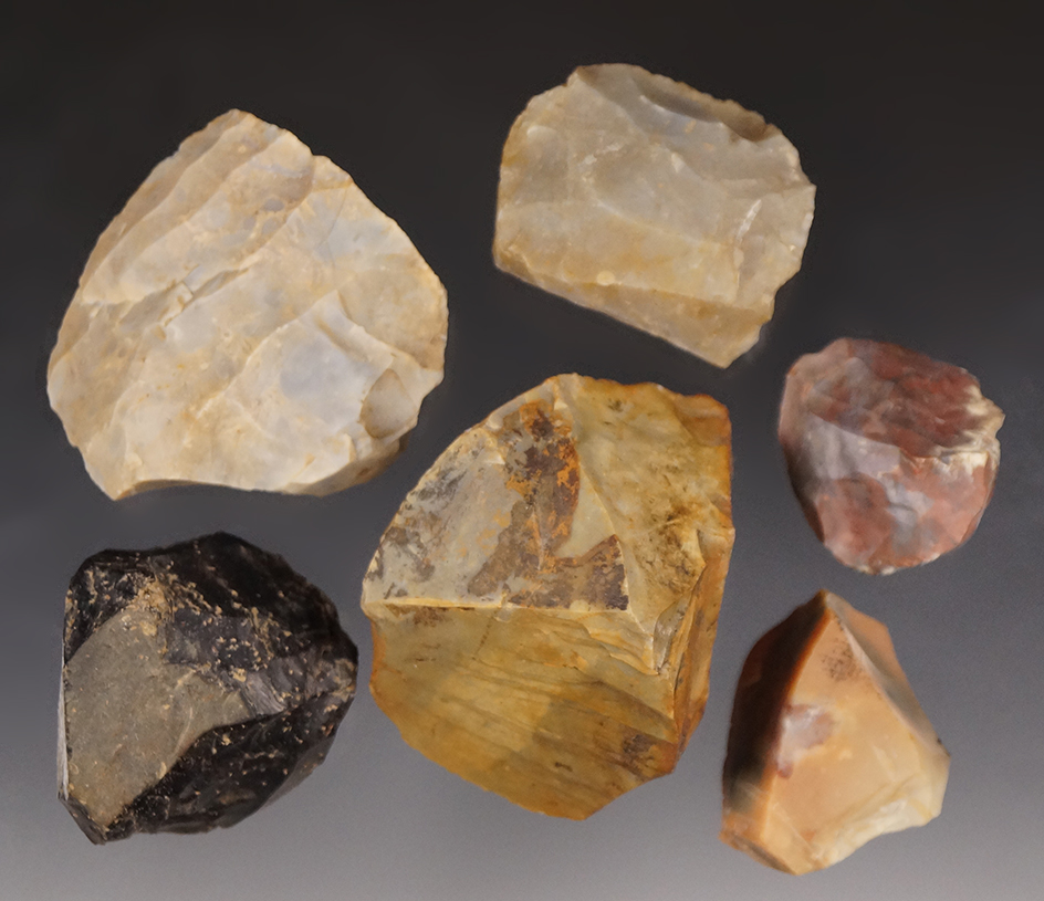 Set of 6 Flint Ridge Cores from the Ridge Museum near Flint Ridge, Licking Co., Ohio.