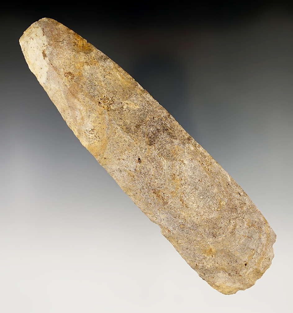 Heavily patinated 6 9/16" Flint Celt found in Eastern Henry County Missouri in 1936.