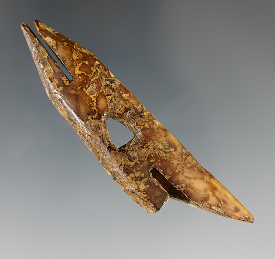 2 13/16" Inuit ivory harpoon toggle found in Alaska.