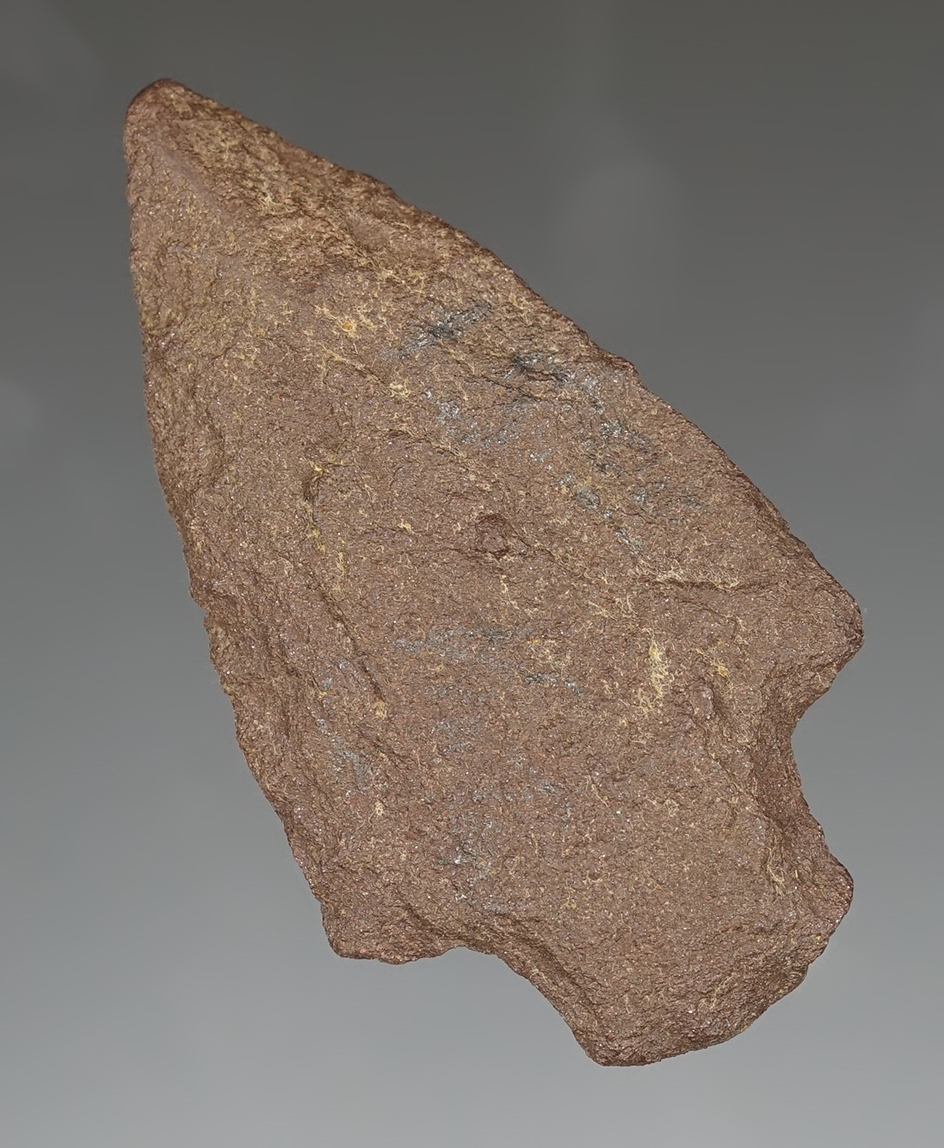 Rare 2 1/2" Hematite Point found by Phil Kientz at Fort Ancient in 1947. Ex. Doug Hooks.