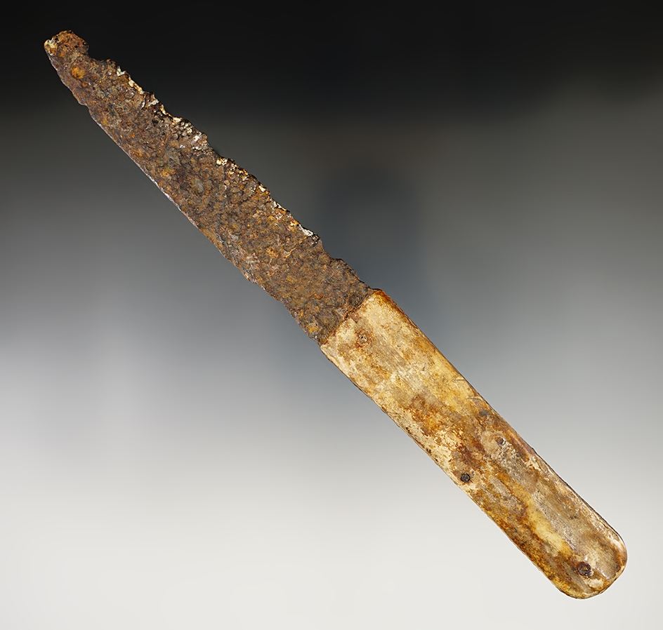 Very old 8 9/16" Iron Knife with a bone handle found in Hillsdale Co., Michigan.