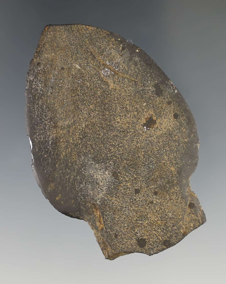 2 5/16" Inuit polished slate stemmed harpoon tip found in Alaska.