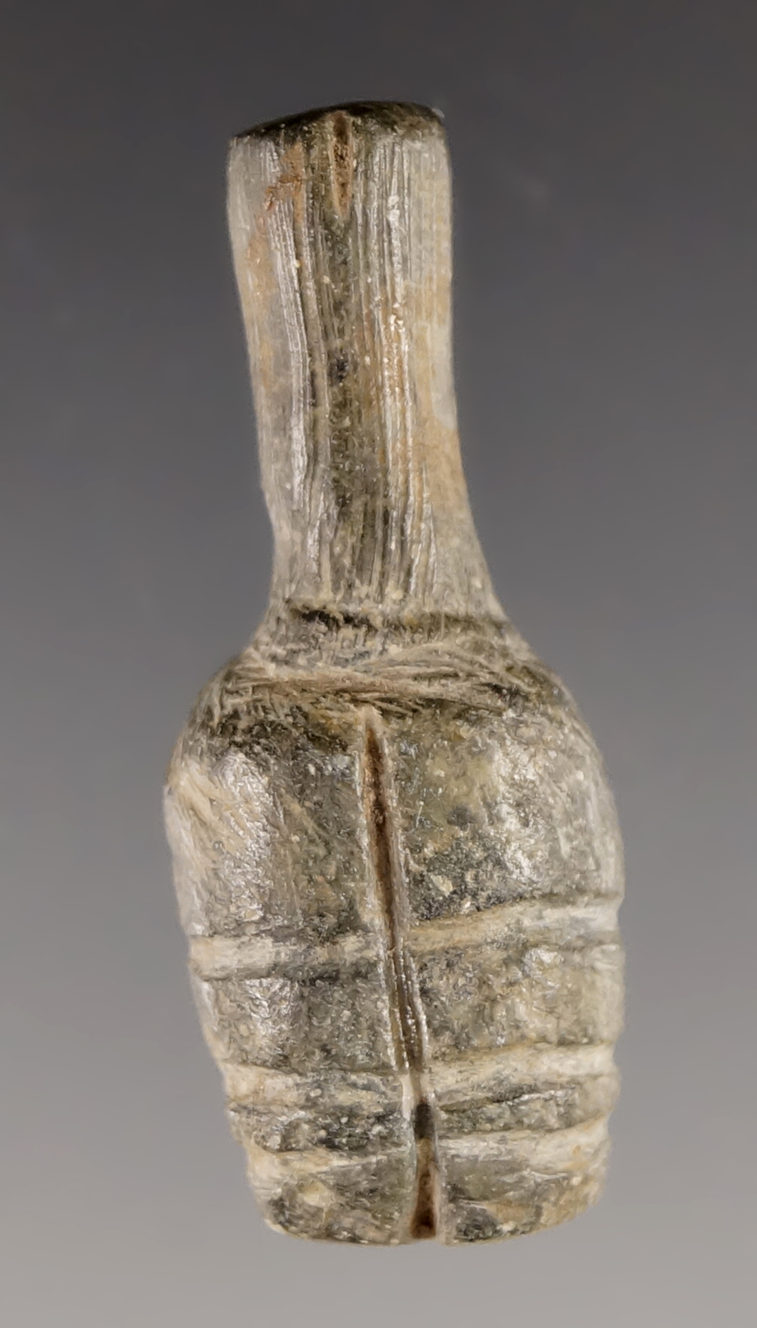 1 1/2" Charmstone from the Hertzog Site, Clark Co., Washington. Nicely carved.