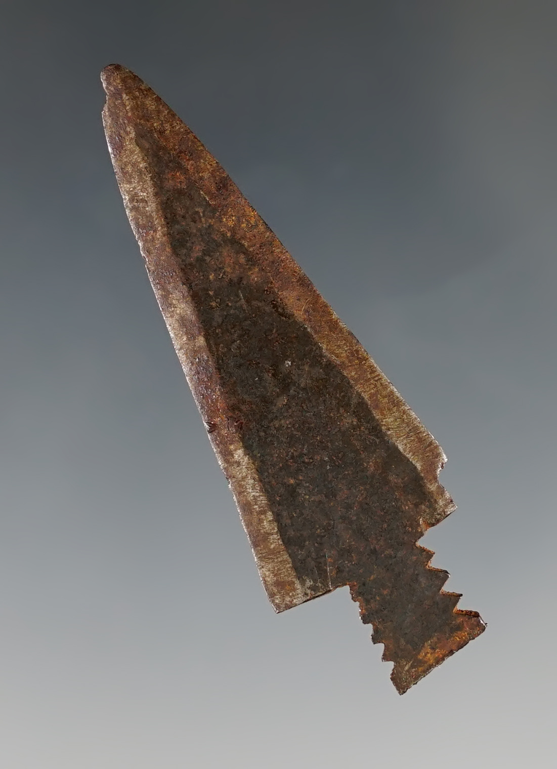 2 1/8" Historic Era Iron Point found in Natrona Co., Wyoming. Comes with a Bennett COA.