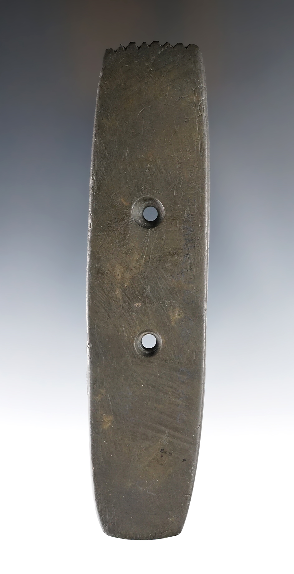 Finely made 5" Engraved and tallied Hopewell Gorget - Franklin Co., Ohio. Ex. Byron Anderson. 