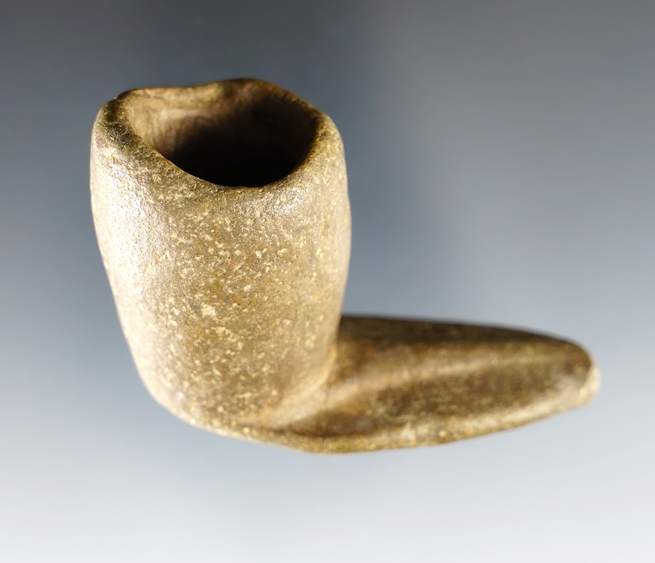 Fine 2 1/4" long Hopewell Elbow Pipe- Pipestone. Scioto Co., Ohio. Glued. Ex. Dr. Meuser.