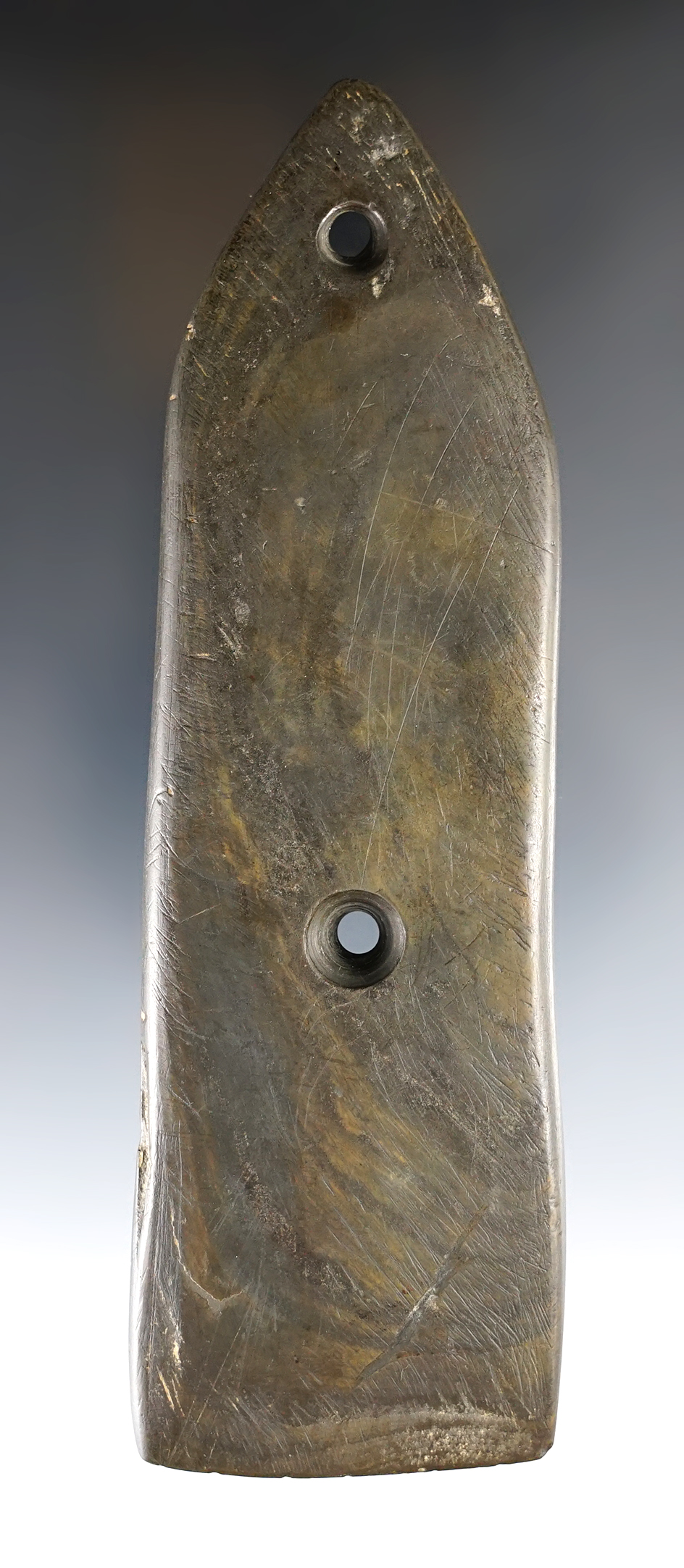 Fine 6 1/8" Glacial Kame "Spear" Gorget - Mike Stevens in Lucas Co., Ohio. Ex. David Root.