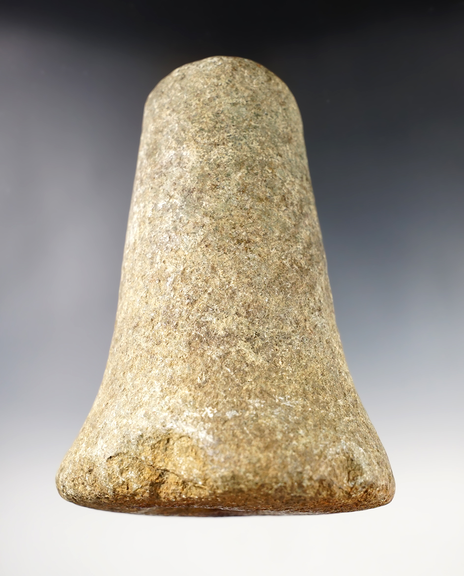 5" tall Bell Pestle with heavy use polish to sides. Nice nutting divot on base. Found in Ohio.