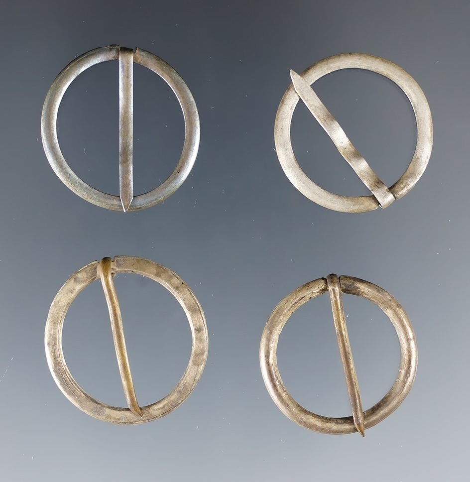 Set of 4 Trade Silver Broaches found by John Grotte in Minnesota & Wisconsin. Ex. Lewis.