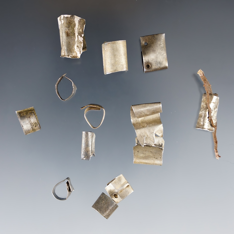 Set of 13 Trade Silver Hair Bands found by John Grotte in Minnesota & Wisconsin. Ex. Lewis.