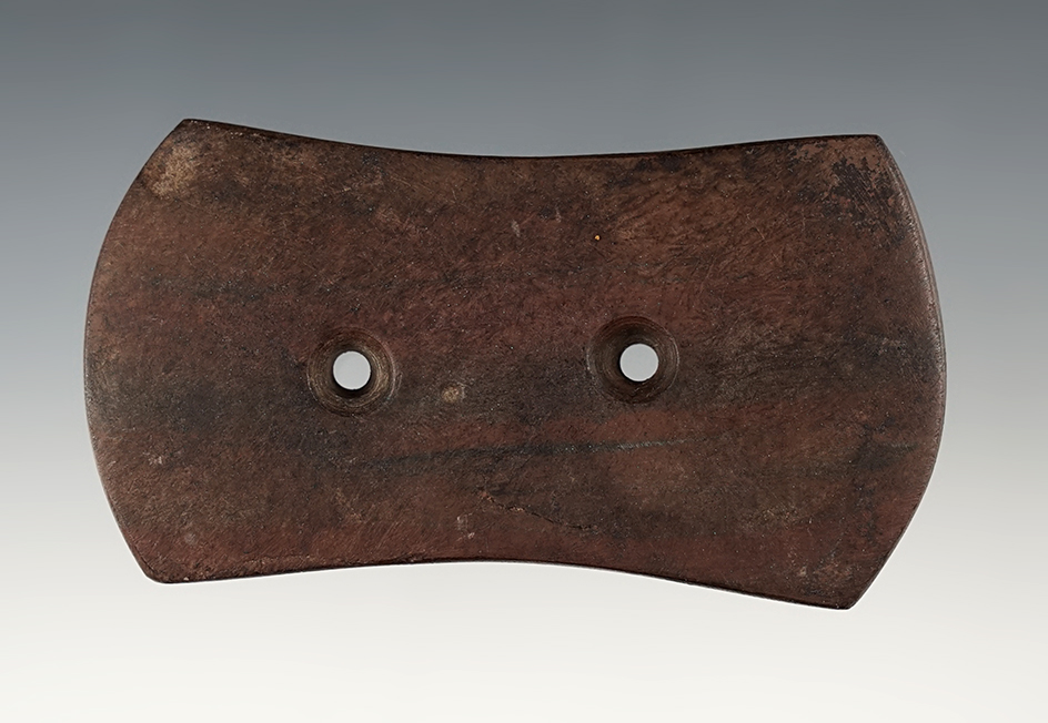 Well made 3 11/16" Bi-Concave Adena Gorget found in Ashland Co., Ohio.