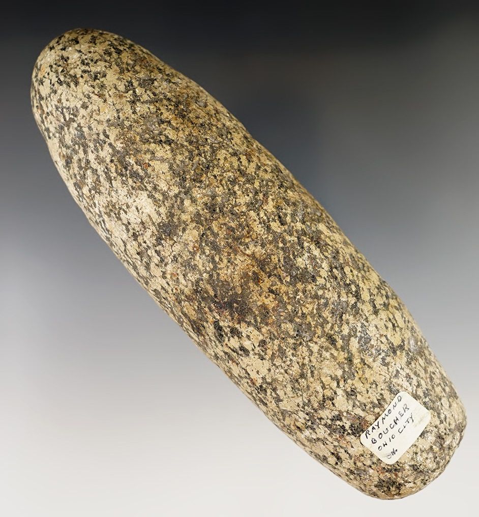 6 7/8" Nicely formed granite Pestle found by Raymond Boucher in Ohio City, Cuyahoga Co., Ohio.