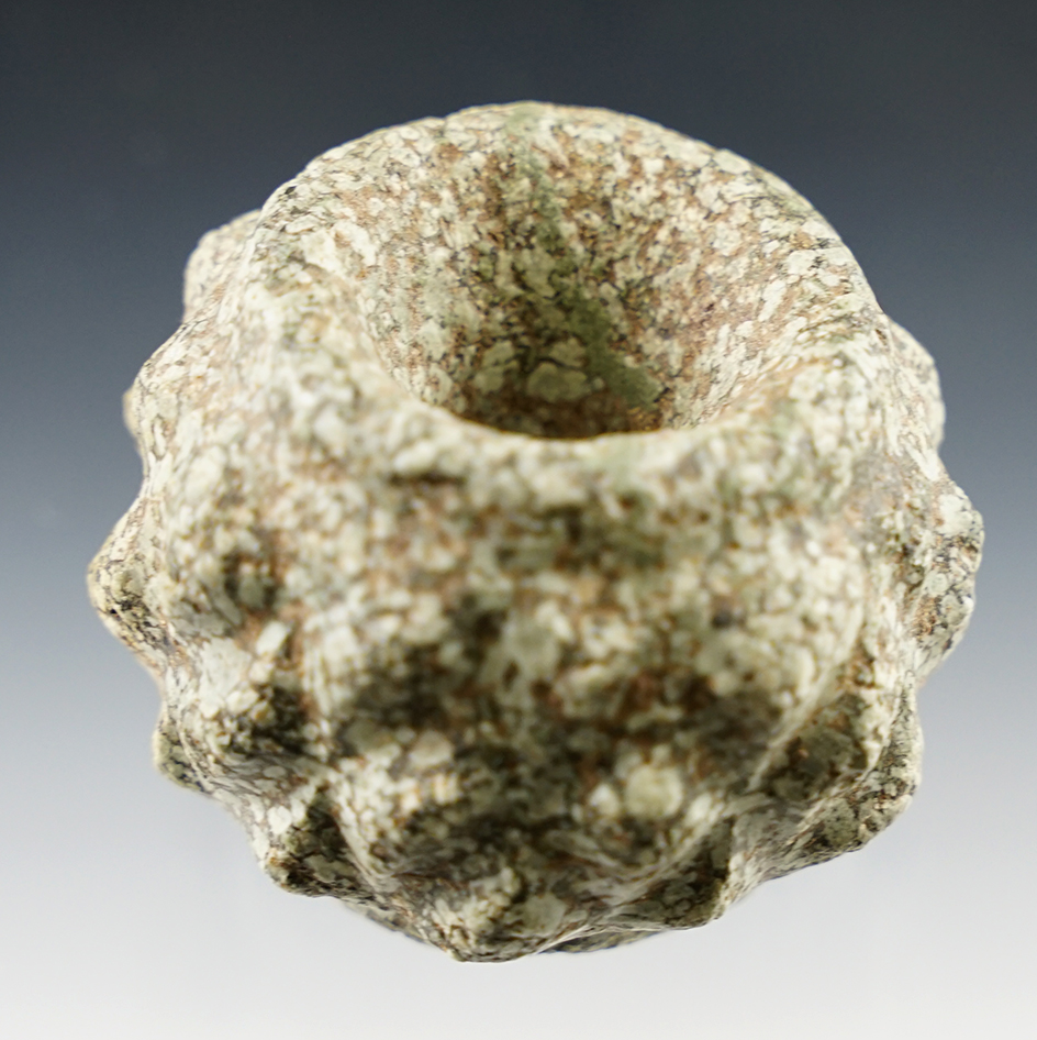 Well styled 2" diameter Hardstone Mace head. Colima Culture, west Mexico.