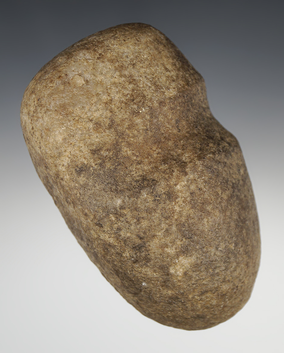 4 1/4" 3/4 Grooved Hammer - mottled tan & cream quartz - Licking Co., Ohio.