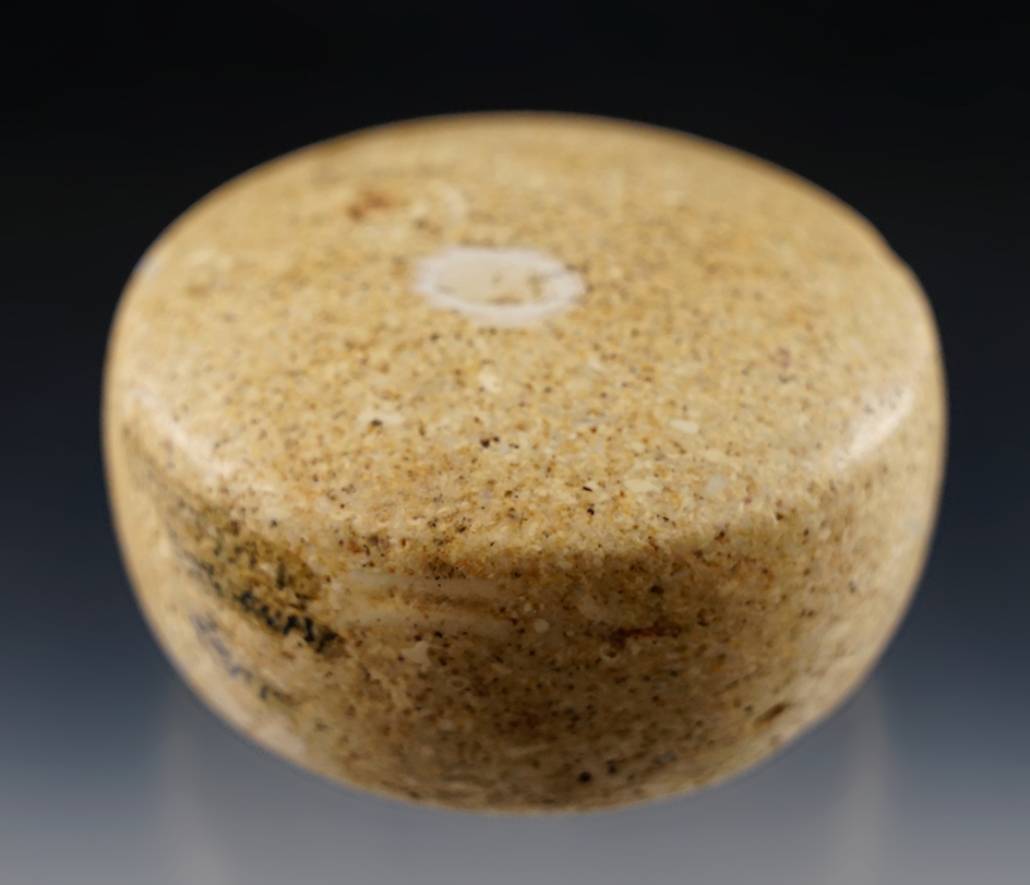 Very rare! 3" diameter Biscuit Discoidal made from highly polished flint - Madison Co., Illinois.