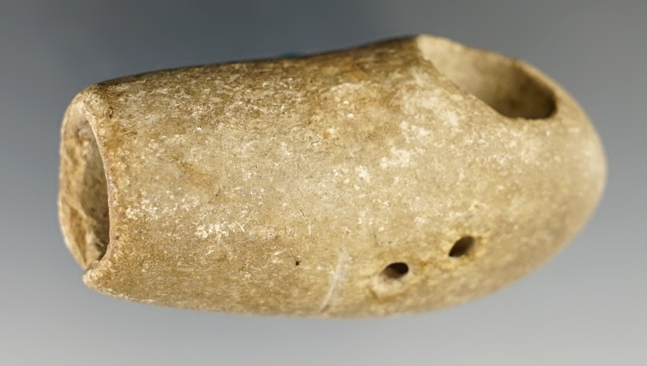 2 5/8" Limestone Vasiform Pipe found in Clermont Co., Ohio. Ex. James Wright, Jerre Wall.