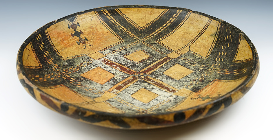 Very large 14 3/4" wide  Berber pottery tray/bowl found in Morocco.