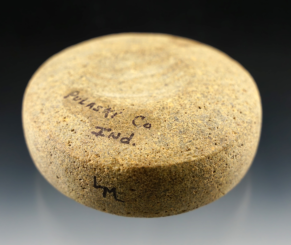 Excellent style on this 3 5/16" Double Cupped Discoidal found in Pulaski Co., Indiana.