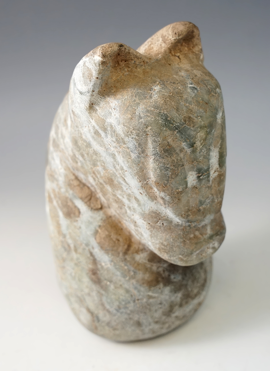 5 3/4" tall hardstone backed head effigy Pestle made from nephrite found in Burma.