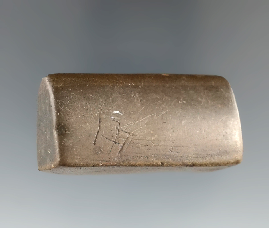 Very unique 1 13/16" banded slate bar loafstone found in Ohio.