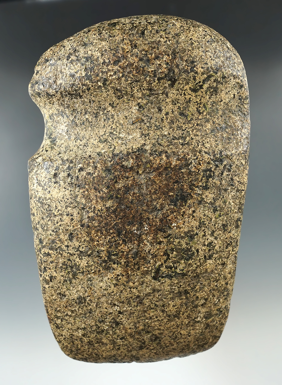 Large and nice! 7 1/2" tall by 4 3/8" wide 3/4 grooved granite Axe found in Ohio.