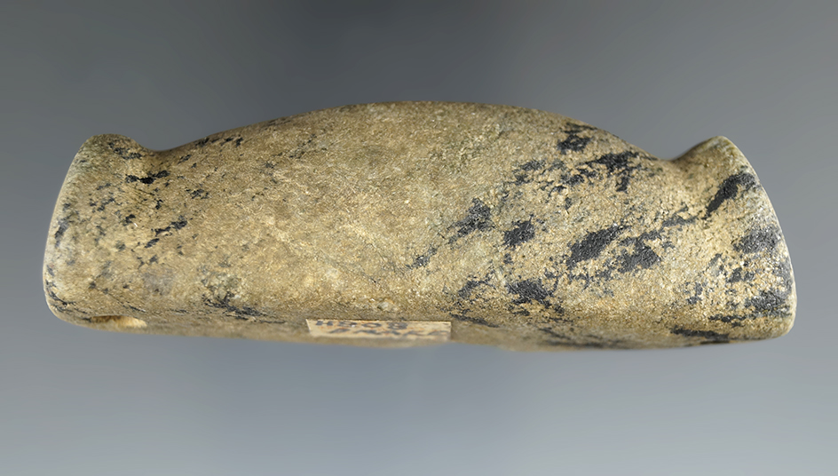 Rare 3 1/2" Drilled Bar Amulet made from black and green Granite. Southern Ontario, Canada.