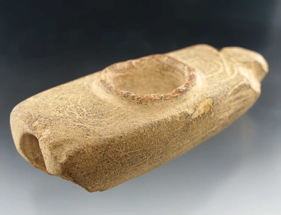 5" Sandstone Elbow Pipe found in Ashe Co., North Carolina. Comes with a Dickey COA.