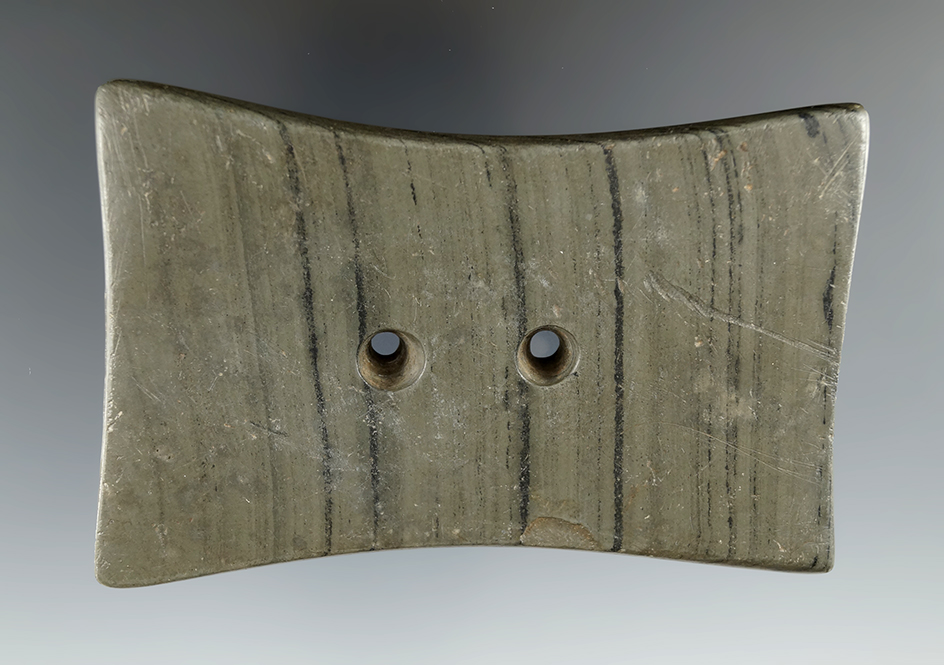 4" Adena Quadriconcave Gorget found in Southwest Michigan.