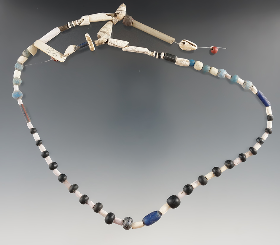 21 1/2" long strand of historic period trade beads including wampum found in New York.