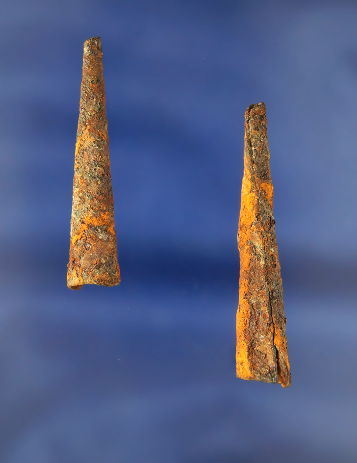 Pair of Kaskaskia Iron   Arrowheads found at the Guebert Site in Randolph Co., Illinois.