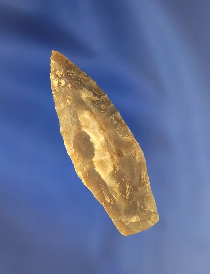 2 3/8" Angostura with nicely ground lower edges made from quality root beer Flint material.