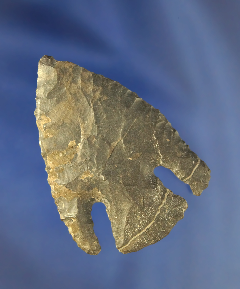 2 1/8" well styled Calf Creek made from Pitkin Chert found in Arkansas. Ex. Charles Shewey.